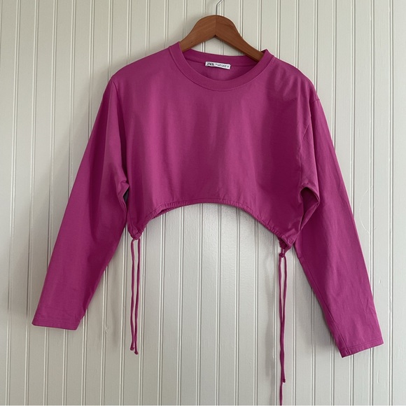 Zara Long Sleeve Crop Top - Picture 1 of 3